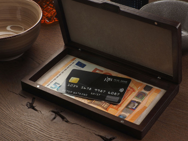 Logo trade promotional merchandise picture of: Wooden bill box 1816121