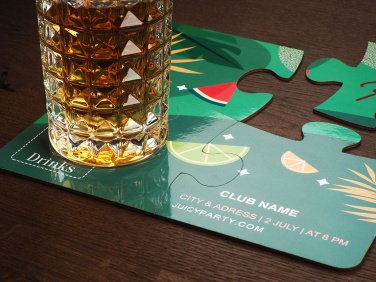 Logotrade advertising products photo of: Set of 4 PUZZLE glass coasters 1835117