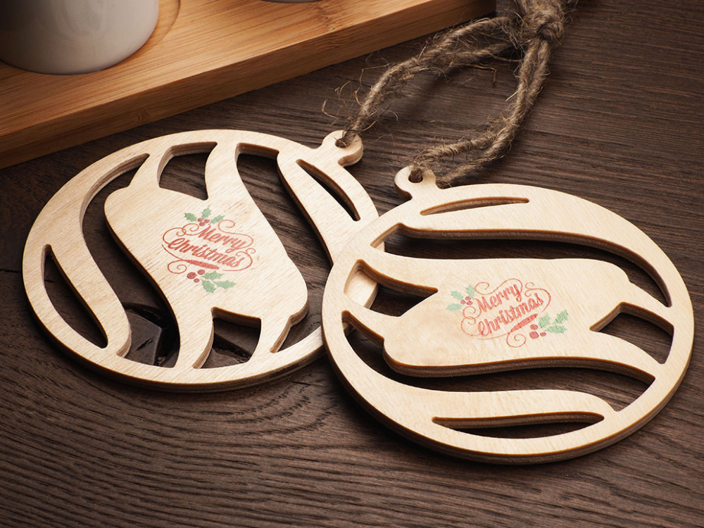 Logo trade promotional merchandise photo of: Wooden Christmas Decoration 1856121