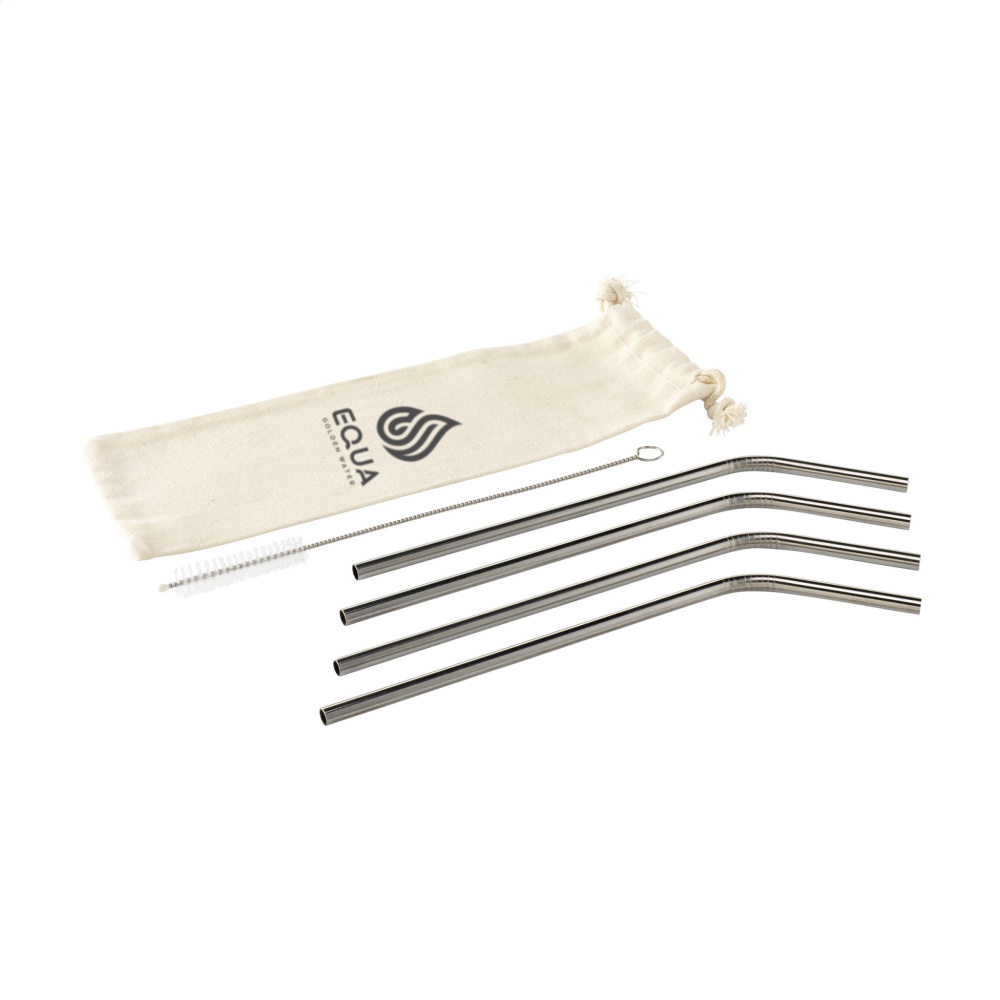 Logotrade promotional giveaway picture of: ECO RVS 4 pieces ECO Straw Set stainless-steel straws
