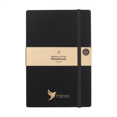 Logotrade promotional giveaway image of: Bamboo Journal Naked Spine Paper Notebook Black A5