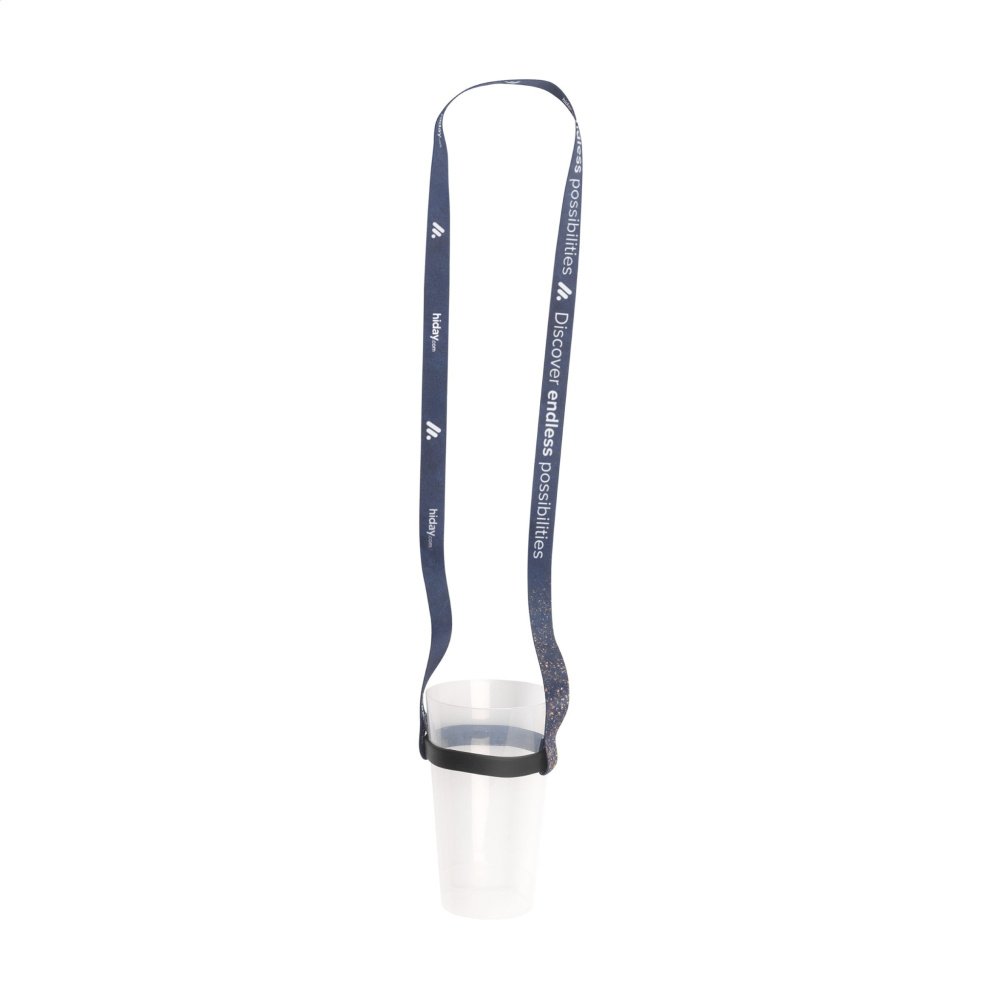 Logotrade promotional items photo of: Lanyard Sublimation RPET 1.5 cm with Cup holder
