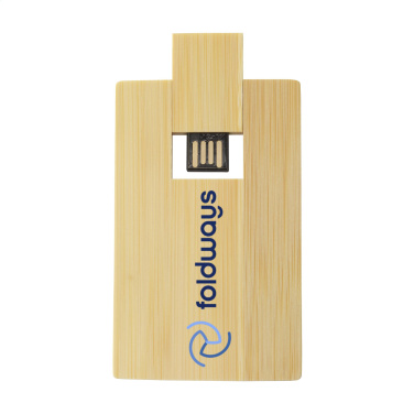 Logo trade promotional giveaway photo of: CreditCard USB Bamboo 64 GB
