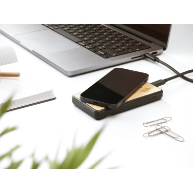 Logotrade promotional giveaway image of: Boru Bamboo RCS Recycled ABS Powerbank Wireless Charger