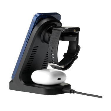 Logotrade promotional products photo of: Triple-Up RCS Recycled ABS Wireless Charger Stand