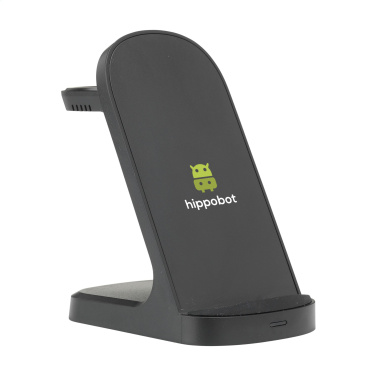Logo trade promotional products image of: Triple-Up RCS Recycled ABS Wireless Charger Stand