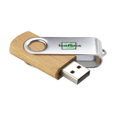 Logo trade promotional giveaways image of: USB Twist Bamboo from stock 16 GB