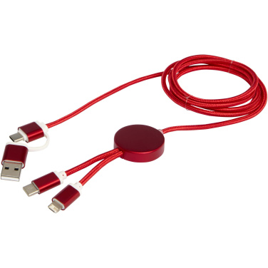 Logo trade promotional merchandise image of: Alasia 5-in-1 recycled aluminium and plastic 150 cm data sync and 27W fast charge cable