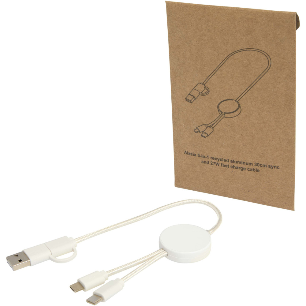 Logotrade promotional merchandise photo of: Citala 5-in-1 recycled plastic 30 cm data sync and 27W fast charge cable