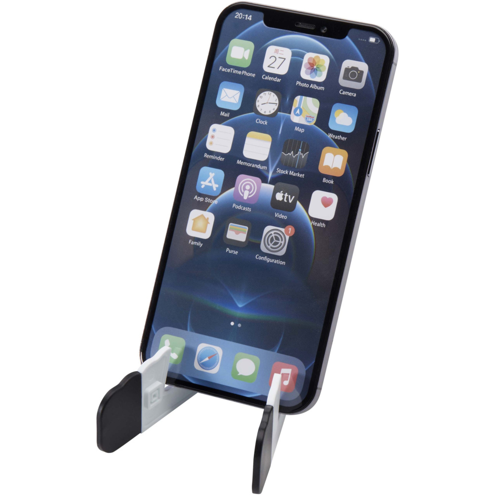 Logo trade promotional merchandise photo of: Buna recycled plastic foldable tablet and phone stand