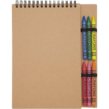 Logotrade promotional giveaway image of: Doodle A5 spiral soft cover notebook and crayon set