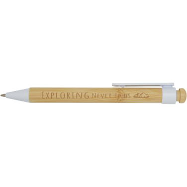Logo trade promotional giveaways image of: Rattan bamboo and recycled plastic ballpoint pen (black ink)