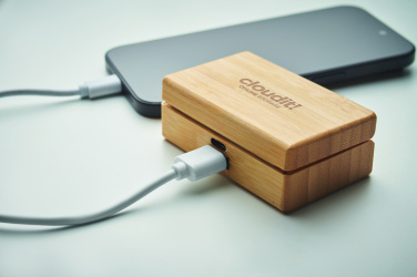 Logo trade promotional gifts image of: TWS earbuds in bamboo case