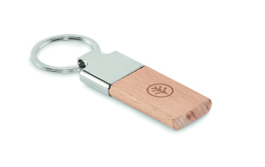 Logo trade promotional merchandise photo of: Key ring with rubber wood