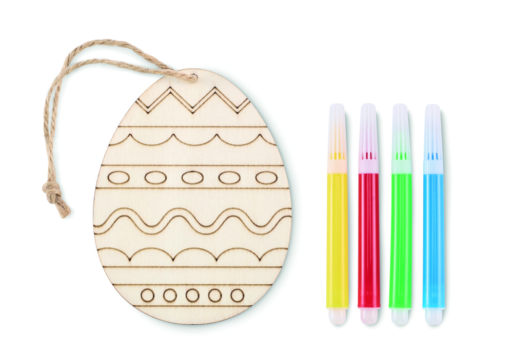 Logo trade promotional item photo of: Wooden egg painting set