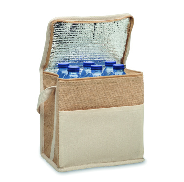Logo trade promotional products image of: Jute and canvas cooler bag 3L