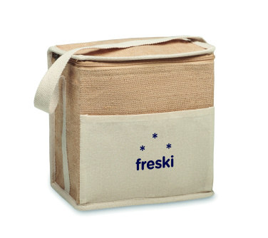 Logo trade promotional merchandise picture of: Jute and canvas cooler bag 3L