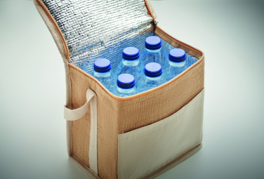 Logo trade corporate gifts picture of: Jute and canvas cooler bag 3L