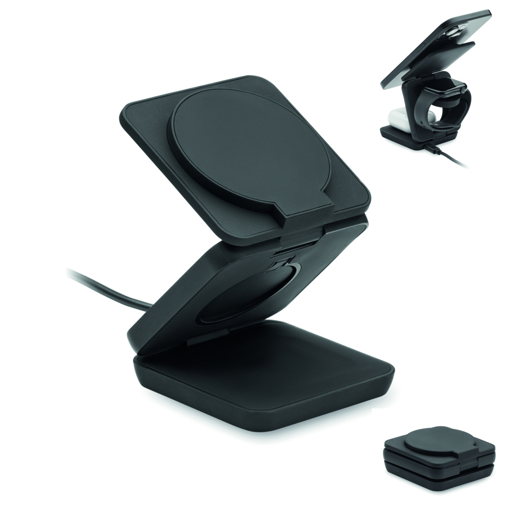 Logo trade promotional merchandise picture of: 3in1 foldable charging station