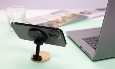 Logotrade promotional gifts photo of: Magmount RCS recycled plastic and bamboo phone stand