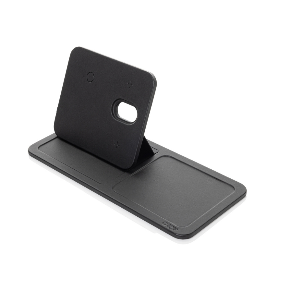 Logo trade corporate gift photo of: Swiss Peak 3 in 1 RCS recycled PU wireless charger desk tray