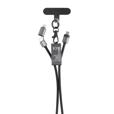 Logo trade advertising products image of: Terra RCS recycled PET phone cord with dual charge cable