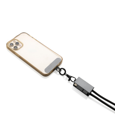 Logo trade promotional items image of: Terra RCS recycled PET phone cord with dual charge cable