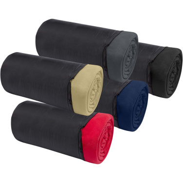 Logo trade advertising products picture of: Huggy fleece plaid blanket with carry pouch 220x250 cm