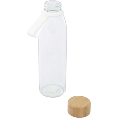Logo trade promotional merchandise image of: Porto 500 ml glass water bottle with silicone handle and bamboo lid