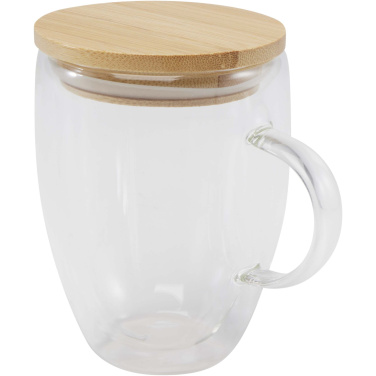 Logo trade promotional merchandise photo of: Leona 350 ml glass cup with bamboo lid