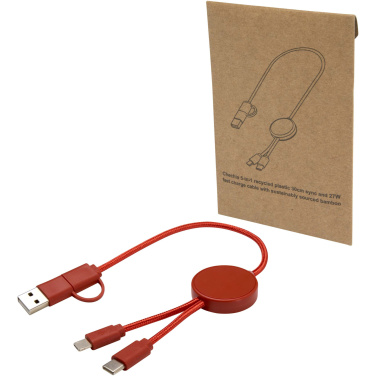 Logo trade promotional products image of: Citala 5-in-1 recycled plastic 30 cm data sync and 27W fast charge cable