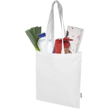 Logo trade promotional product photo of: Madras Blend 140 g/m² GRS recycled cotton tote bag 7L