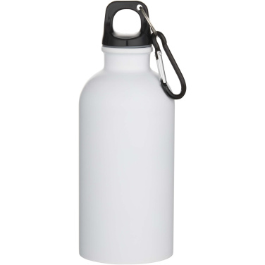 Logo trade promotional products image of: Oregon 400 ml matte RCS recycled single wall stainless steel water bottle with carabiner