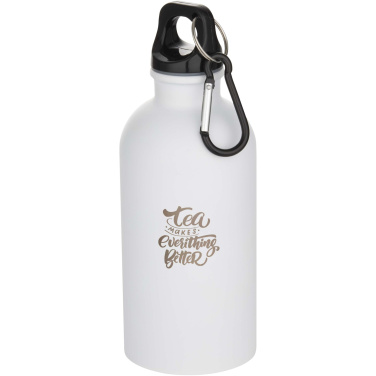 Logo trade corporate gifts image of: Oregon 400 ml matte RCS recycled single wall stainless steel water bottle with carabiner