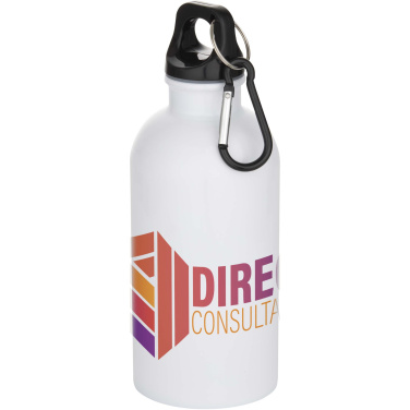 Logotrade advertising products photo of: Oregon 400 ml sublimation RCS recycled single wall stainless steel water bottle with carabiner
