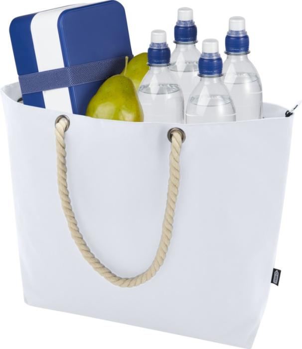 Logo trade advertising product photo of: Panama GRS recycled beach cooler tote bag with cord handles