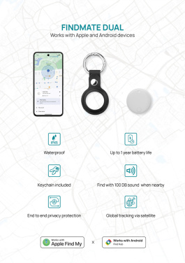 Logotrade promotional giveaway picture of: Findmate Dual RCS recycled plastic item finder IPX 5