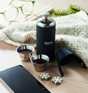 Logo trade promotional giveaways picture of: Hip flask with shot cups