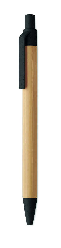 Logo trade promotional giveaways image of: Push button ball pen in bamboo