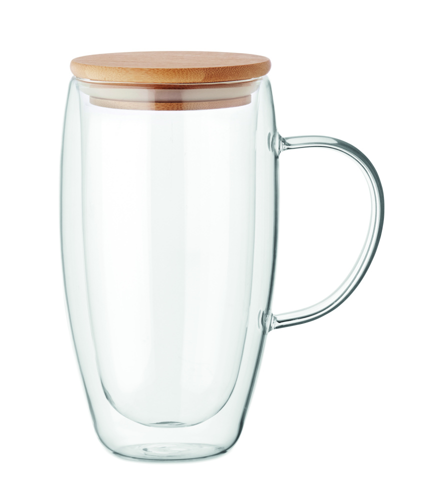 Logo trade advertising products image of: Double wall glass mug 450ml