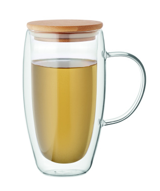 Logo trade corporate gifts image of: Double wall glass mug 450ml