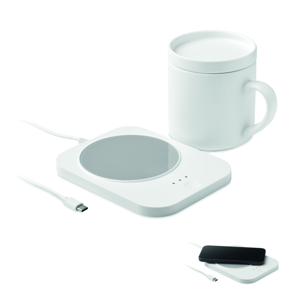 Logo trade promotional products picture of: Wireless charger mug warmer set