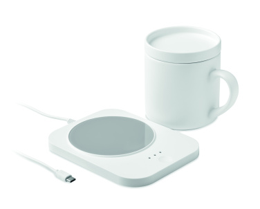 Logo trade corporate gifts image of: Wireless charger mug warmer set