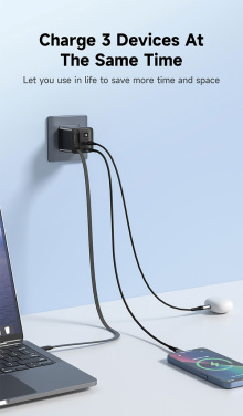 Logo trade promotional giveaways picture of: Urban Vitamin Mendocino 65W GaN charger retractable cable