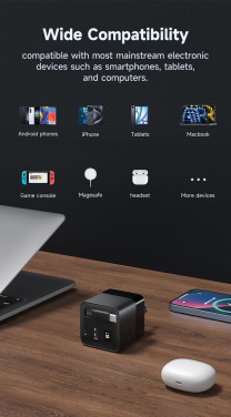 Logo trade promotional giveaways image of: Urban Vitamin Mendocino 65W GaN charger retractable cable