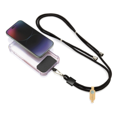 Logo trade promotional merchandise photo of: CarryLoop RCS recycled PET adjustable phone holder lanyard