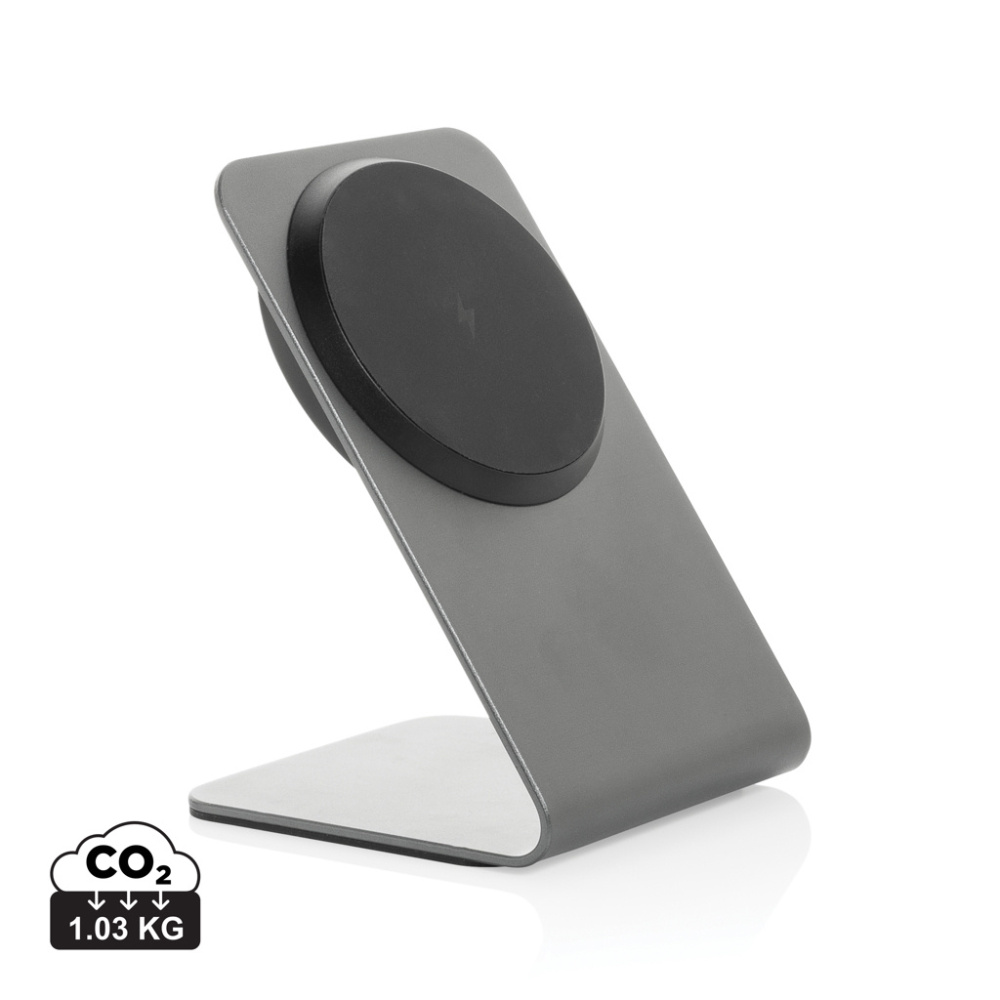 Logo trade promotional gifts image of: Terra aluminium 15W magnetic wireless charging phone stand