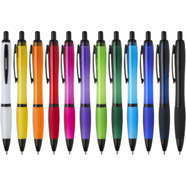 Logo trade corporate gifts picture of: Nash recycled plastic ballpoint pen with black trims (black ink)