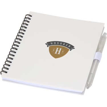 Logotrade advertising product picture of: Niove recycled plastic soft cover notebook and ballpoint pen set (blue ink)