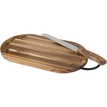 Logotrade promotional giveaway image of: Prestige acacia wood chopping board with bread knife